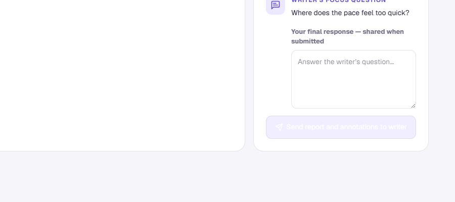 Open the feedback or report area for the assignment. Answer the requested questions and review the notes you plan to include.